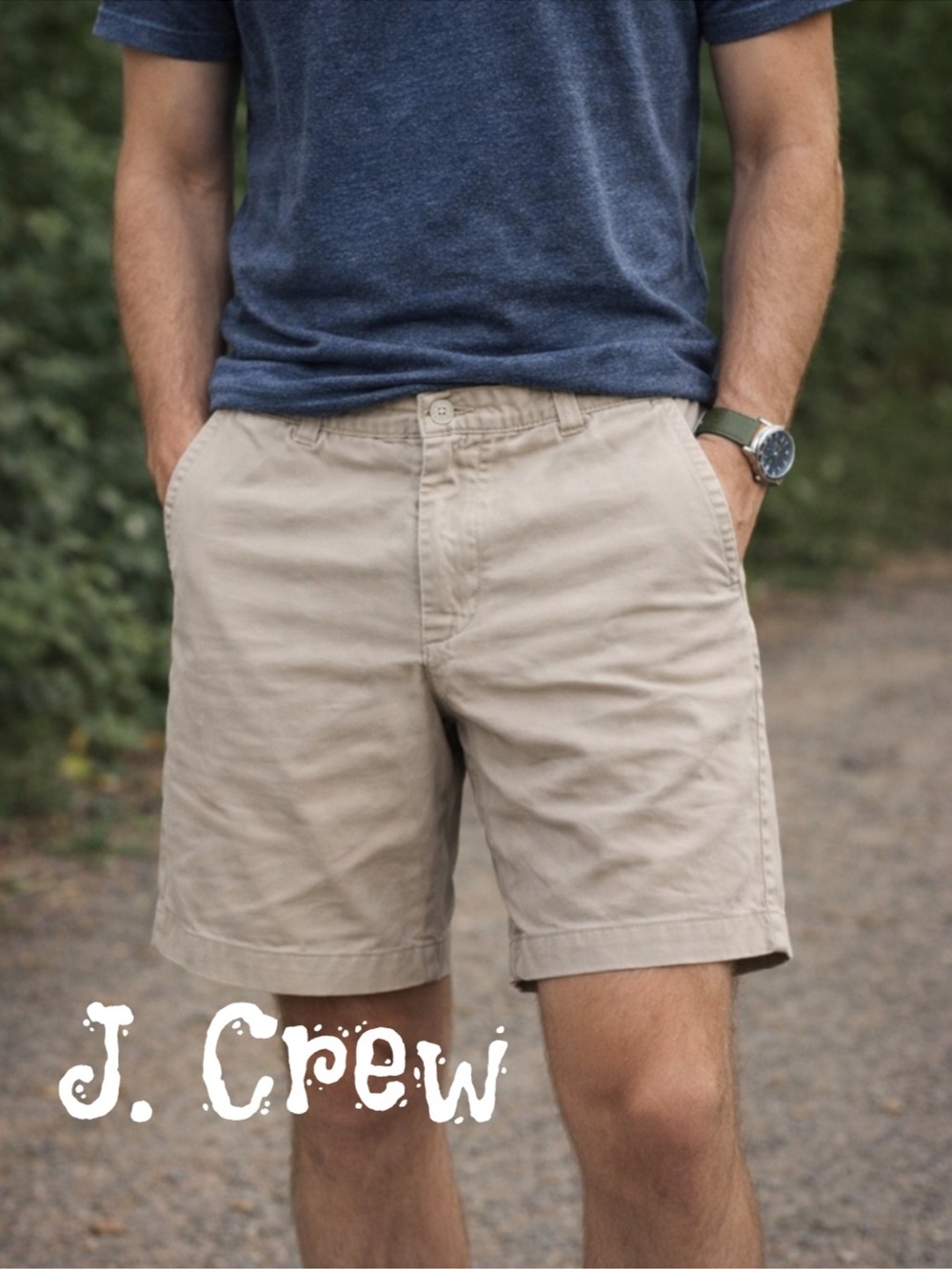Khaki Flat-Front Shorts